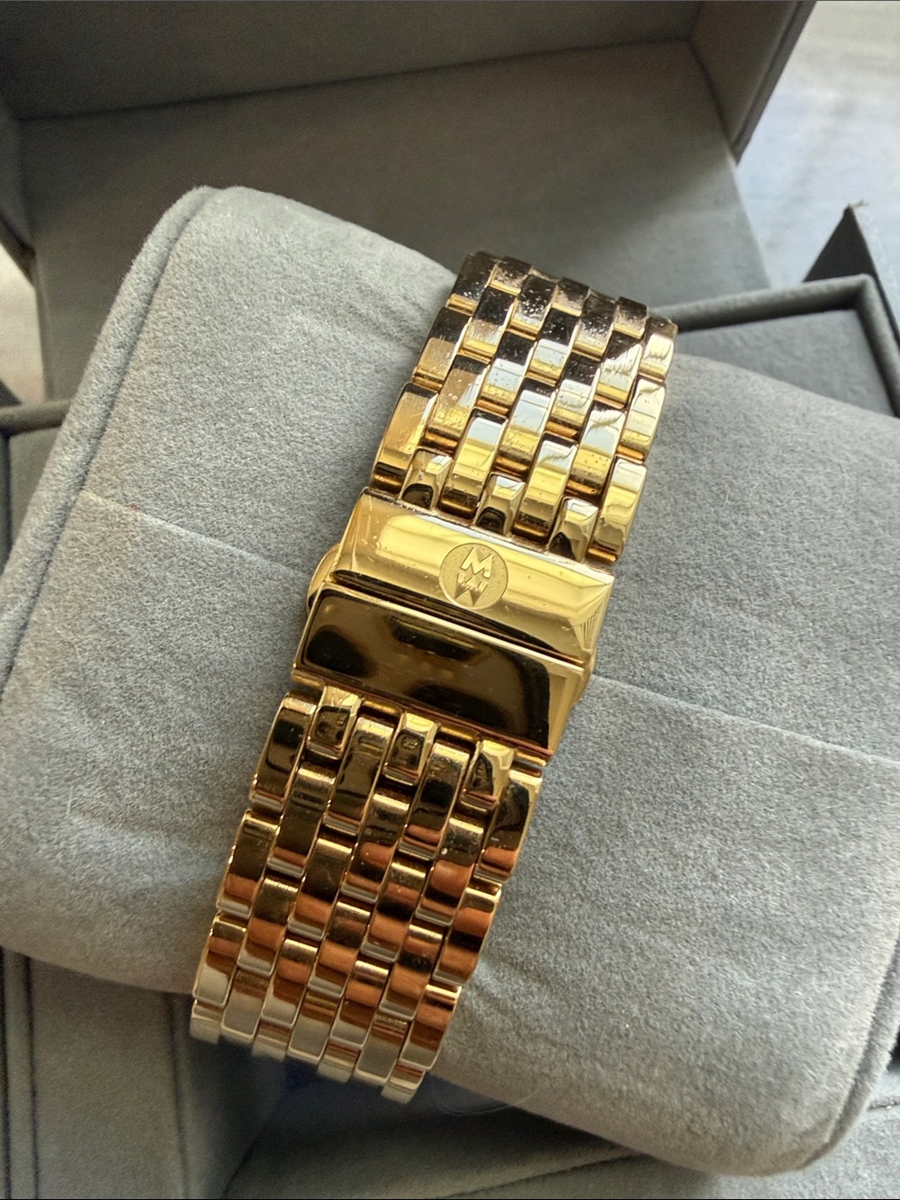 Michele Gold-Tone Diamond Bezel Mother-of-Pearl Dial Women's Watch - Picture 6 of 9